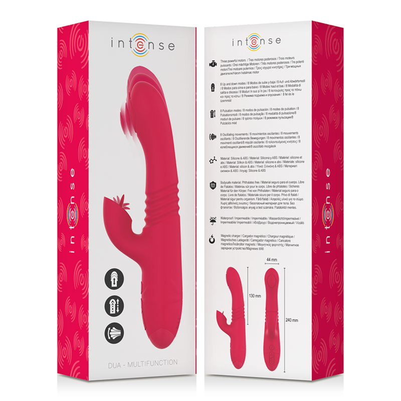 INTENSE - VIBRATORE MULTIFUNZIONE RICARICABILE UP & DOWN DUA CON LINGUA ROSSA – Vibratori di coniglio – foto 5
