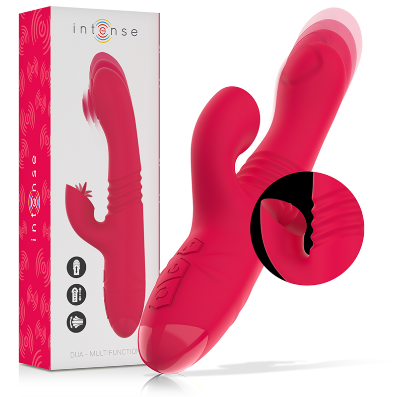 INTENSE - VIBRATORE MULTIFUNZIONE RICARICABILE UP & DOWN DUA CON LINGUA ROSSA – Vibratori di coniglio