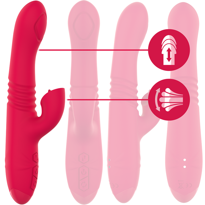 INTENSE - VIBRATORE MULTIFUNZIONE RICARICABILE UP & DOWN DUA CON LINGUA ROSSA – Vibratori di coniglio – foto 2