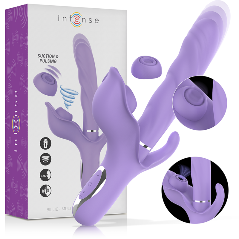INTENSE - BILLIE VIBRATORE MULTIFUNZIONALE RICARICABILE A SUCCHIO CON PULSANTE VIOLA – Vibratori di coniglio