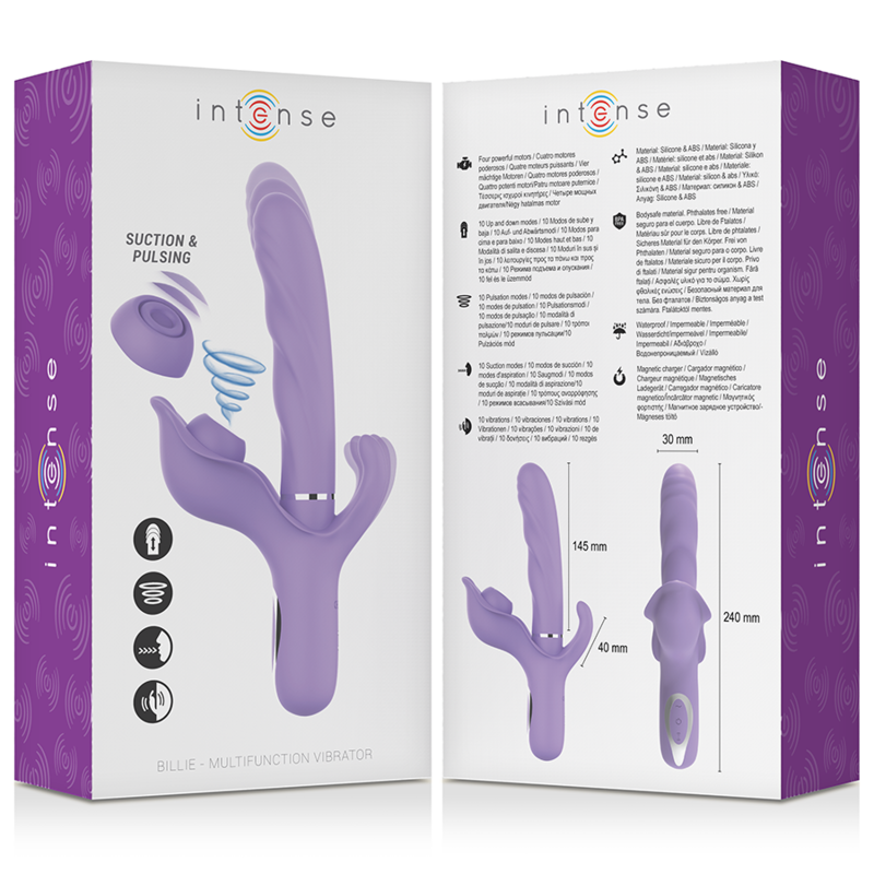 INTENSE - BILLIE VIBRATORE MULTIFUNZIONALE RICARICABILE A SUCCHIO CON PULSANTE VIOLA – Vibratori di coniglio – foto 5
