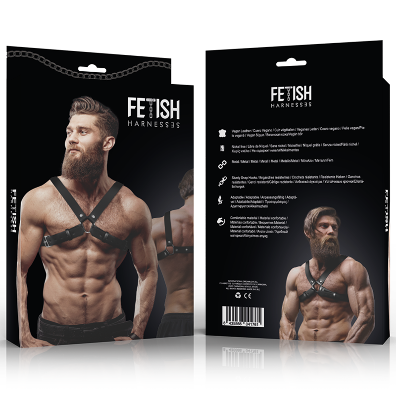 FETISH SUBMISSIVE ATTITUDE - IMBRACATURA REGOLABILE IN ECOPELLE PER UOMO CON INCROCIO PER BULLDOG – Imbracature da uomo – foto 5