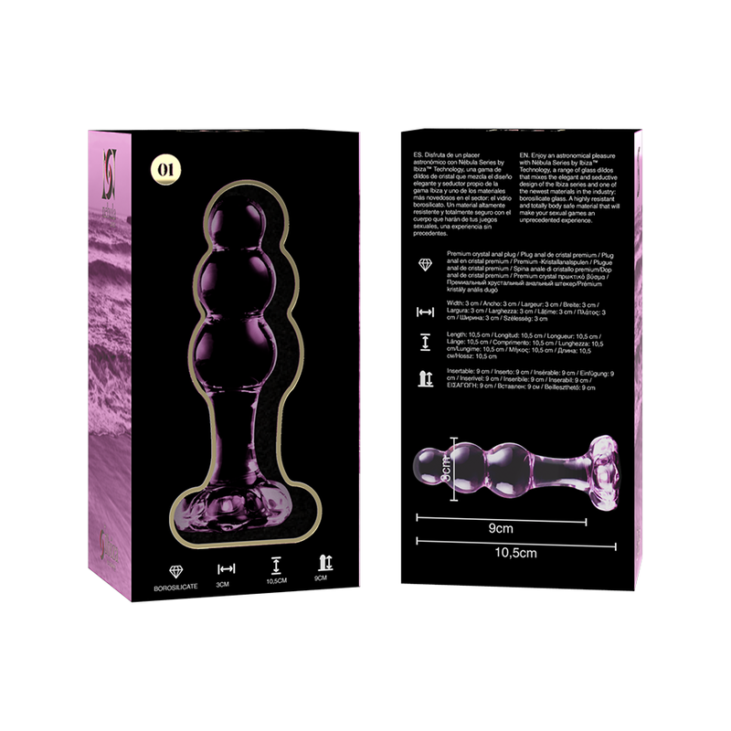NEBULA SERIES BY IBIZA - MODELLO 1 PLUG ANALE VETRO BOROSILICATO ROSA 10.5 CM -O- 3 CM – Tappi anali – foto 6