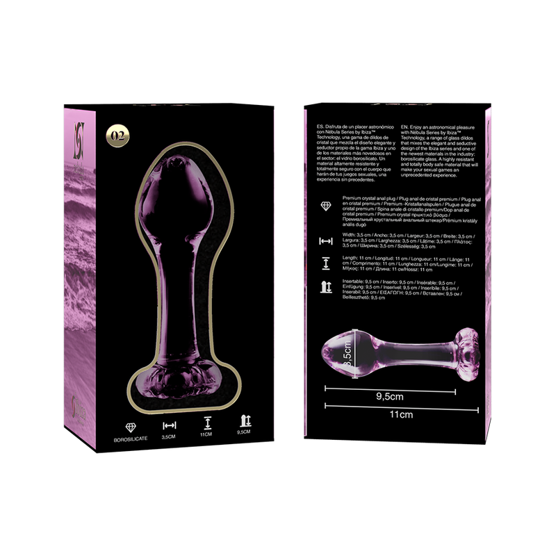 NEBULA SERIES BY IBIZA - MODELLO 2 PLUG ANALE VETRO BOROSILICATO ROSA 11 CM -O- 3.5 CM – Tappi anali – foto 6