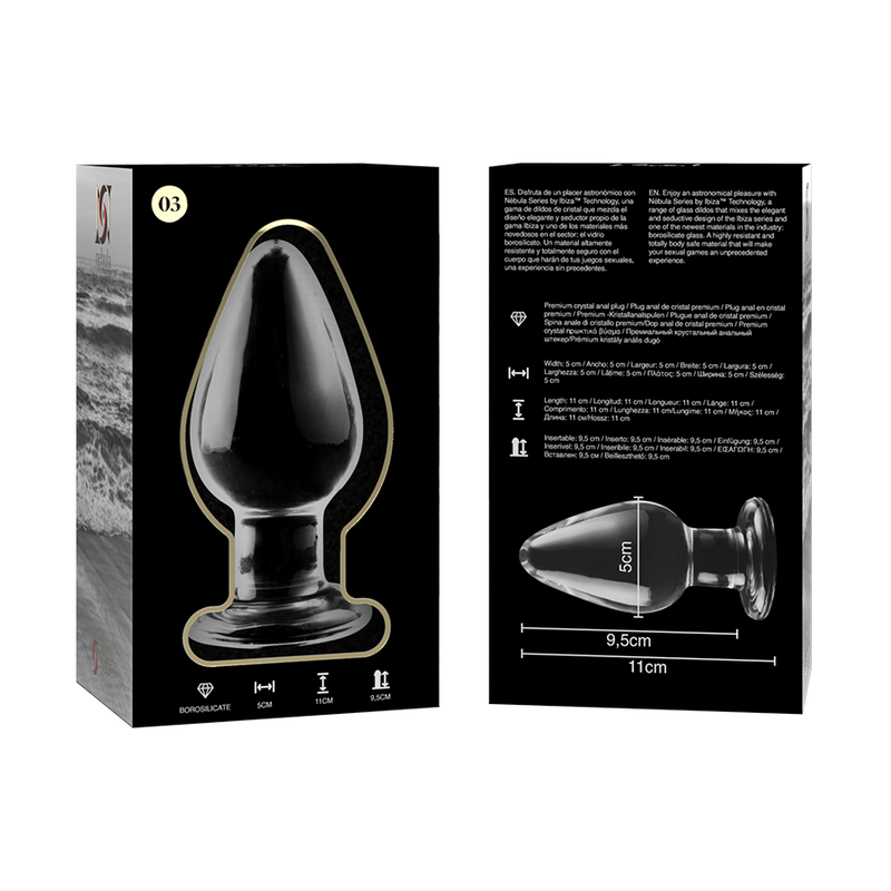 NEBULA SERIES BY IBIZA - MODELLO 3 PLUG ANALE VETRO BOROSILICATO TRASPARENTE 11 CM -O- 5 CM – Tappi anali – foto 6