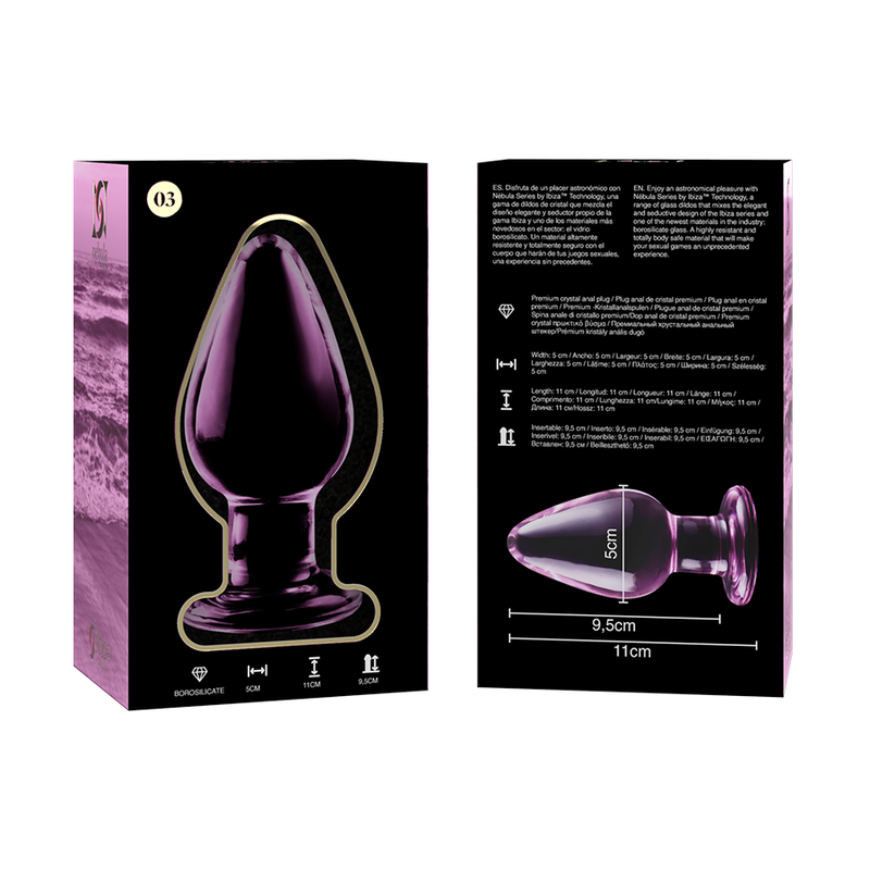 NEBULA SERIES BY IBIZA - MODELLO 3 PLUG ANALE VETRO BOROSILICATO ROSA 11 CM -O- 5 CM – Tappi anali – foto 6