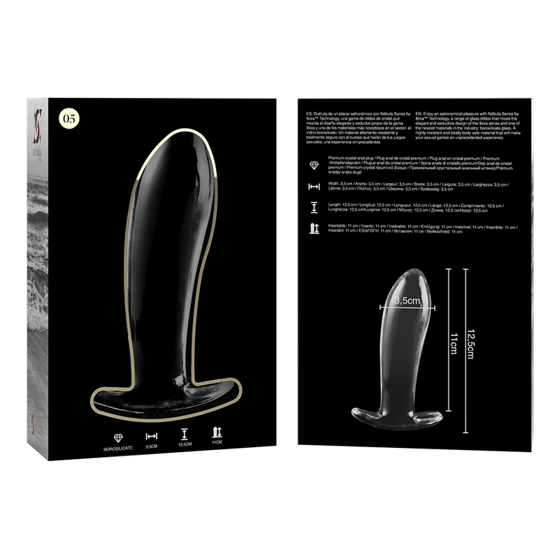 NEBULA SERIES BY IBIZA - MODELLO 5 PLUG ANALE VETRO BOROSILICATO TRASPARENTE 12.5 CM -O- 3.5 CM – Tappi anali – foto 6