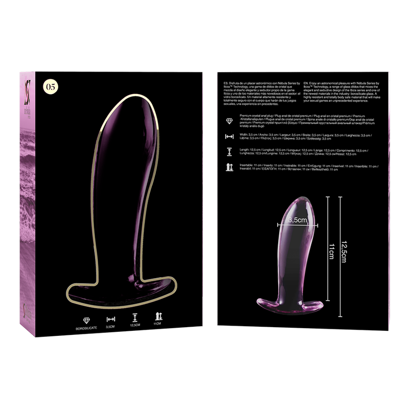 NEBULA SERIES BY IBIZA - MODELLO 5 PLUG ANALE VETRO BOROSILICATO ROSA 12.5 CM -O- 3.5 CM – Tappi anali – foto 6