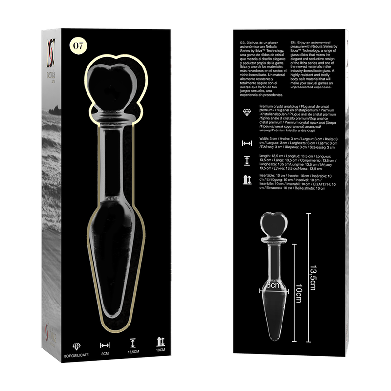 NEBULA SERIES BY IBIZA - MODELLO 7 PLUG ANALE VETRO BOROSILICATO TRASPARENTE 13.5 CM -O- 3 CM – Tappi anali – foto 6
