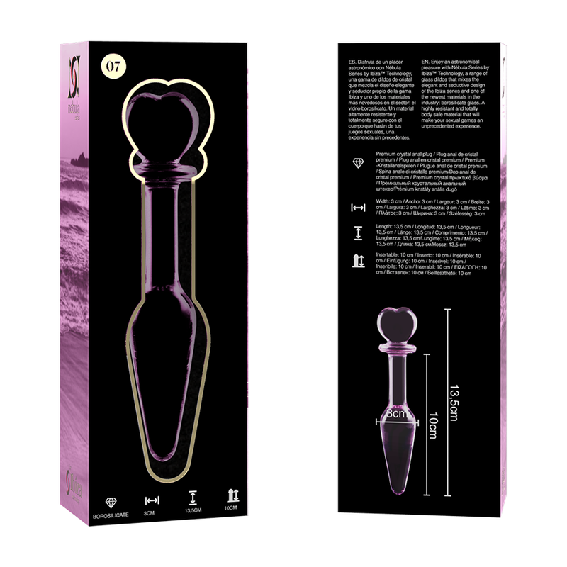 NEBULA SERIES BY IBIZA - MODELLO 7 PLUG ANALE VETRO BOROSILICATO ROSA 13.5 CM -O- 3 CM – Tappi anali – foto 6