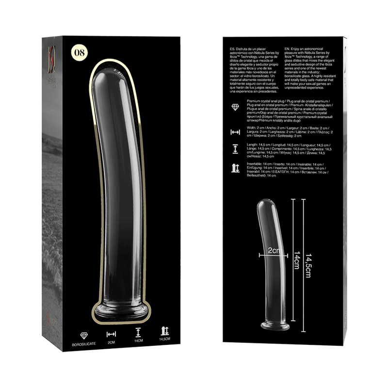 NEBULA SERIES BY IBIZA - MODELLO 8 DILDO IN VETRO BOROSILICATO TRASPARENTE 14.5 CM -O- 2 CM – Falli senza vibrazioni – foto 6