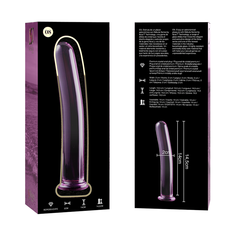NEBULA SERIES BY IBIZA - MODELLO 8 DILDO IN VETRO BOROSILICATO ROSA 14.5 CM -O- 2 CM – Falli senza vibrazioni – foto 6