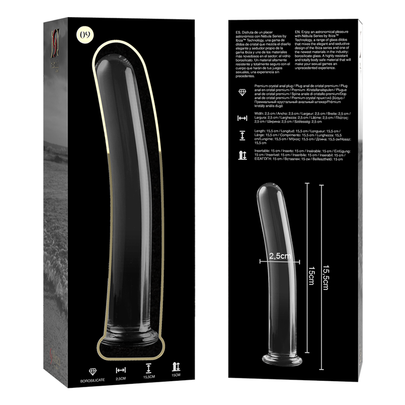 NEBULA SERIES BY IBIZA - MODELLO 9 DILDO IN VETRO BOROSILICATO TRASPARENTE 15.5 CM -O- 2.5 CM – Falli senza vibrazioni – foto 6
