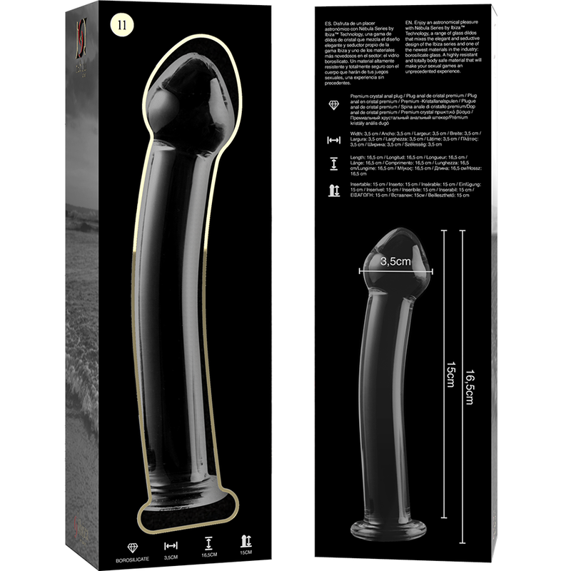 NEBULA SERIES BY IBIZA - MODELLO 11 DILDO IN VETRO BOROSILICATO TRASPARENTE 16 CM -O- 3 CM – Falli senza vibrazioni – foto 6