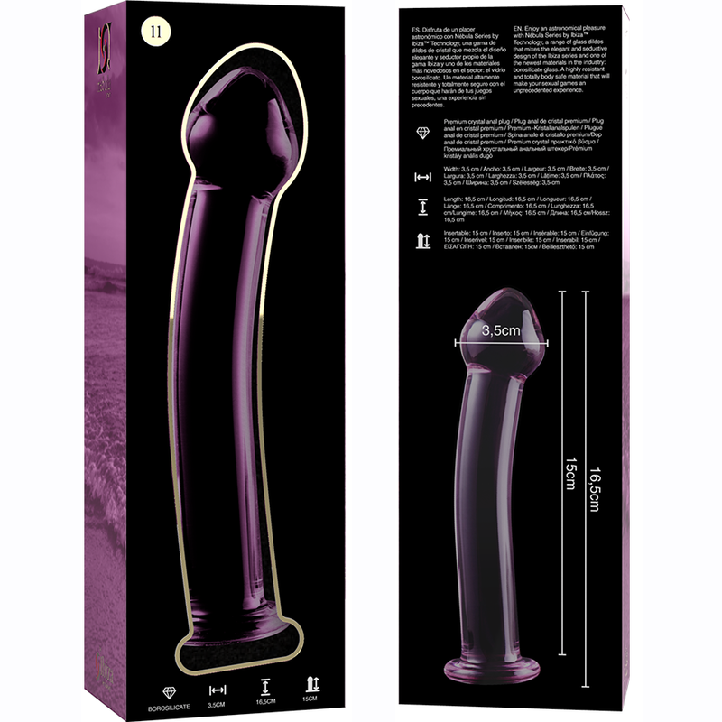 NEBULA SERIES BY IBIZA - MODELLO 11 DILDO IN VETRO BOROSILICATO ROSA 16 CM -O- 3 CM – Falli senza vibrazioni – foto 6