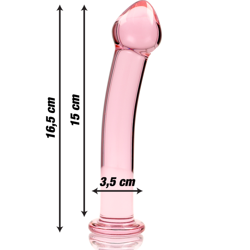 NEBULA SERIES BY IBIZA - MODELLO 11 DILDO IN VETRO BOROSILICATO ROSA 16 CM -O- 3 CM – Falli senza vibrazioni – foto 3