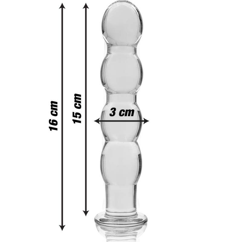 NEBULA SERIES BY IBIZA - MODELLO 10 DILDO IN VETRO BOROSILICATO TRASPARENTE 16.5 CM -O- 3.5 CM – Falli senza vibrazioni – foto 3