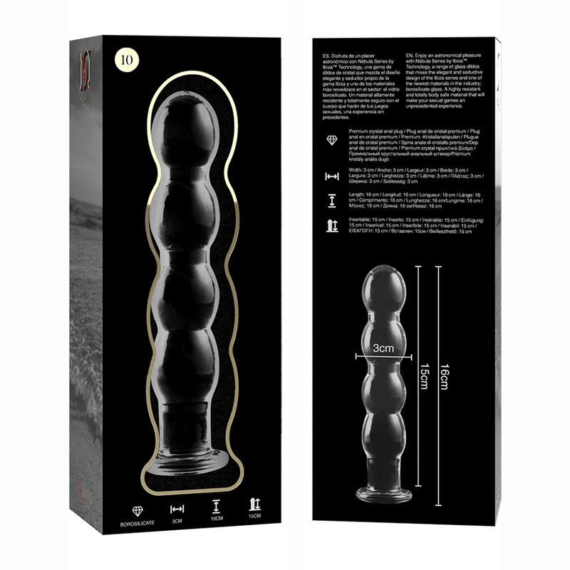 NEBULA SERIES BY IBIZA - MODELLO 10 DILDO IN VETRO BOROSILICATO TRASPARENTE 16.5 CM -O- 3.5 CM – Falli senza vibrazioni – foto 6