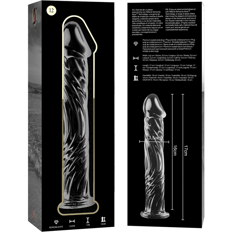 NEBULA SERIES BY IBIZA - MODELLO 12 DILDO IN VETRO BOROSILICATO TRASPARENTE 17 CM -O- 3.5 CM – Falli senza vibrazioni – foto 6