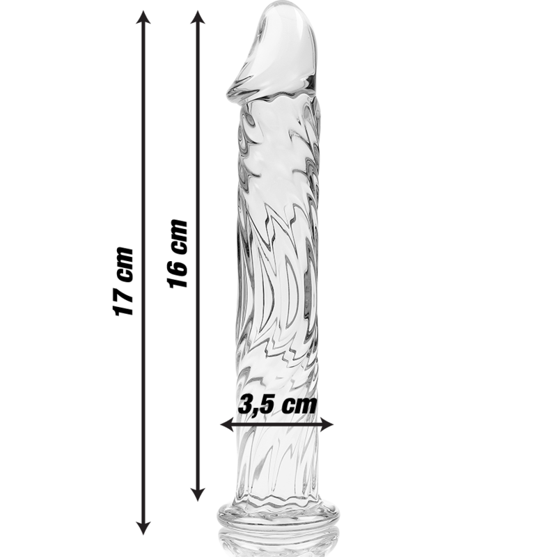 NEBULA SERIES BY IBIZA - MODELLO 12 DILDO IN VETRO BOROSILICATO TRASPARENTE 17 CM -O- 3.5 CM – Falli senza vibrazioni – foto 3