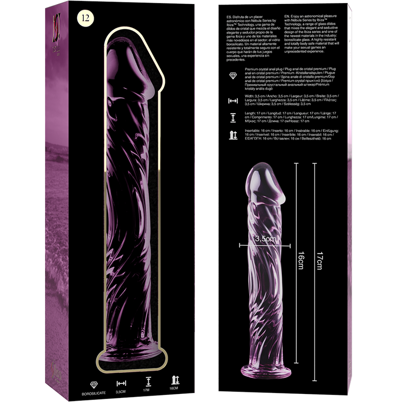 NEBULA SERIES BY IBIZA - MODELLO 12 DILDO IN VETRO BOROSILICATO ROSA 17 CM -O- 3.5 CM – Falli senza vibrazioni – foto 6