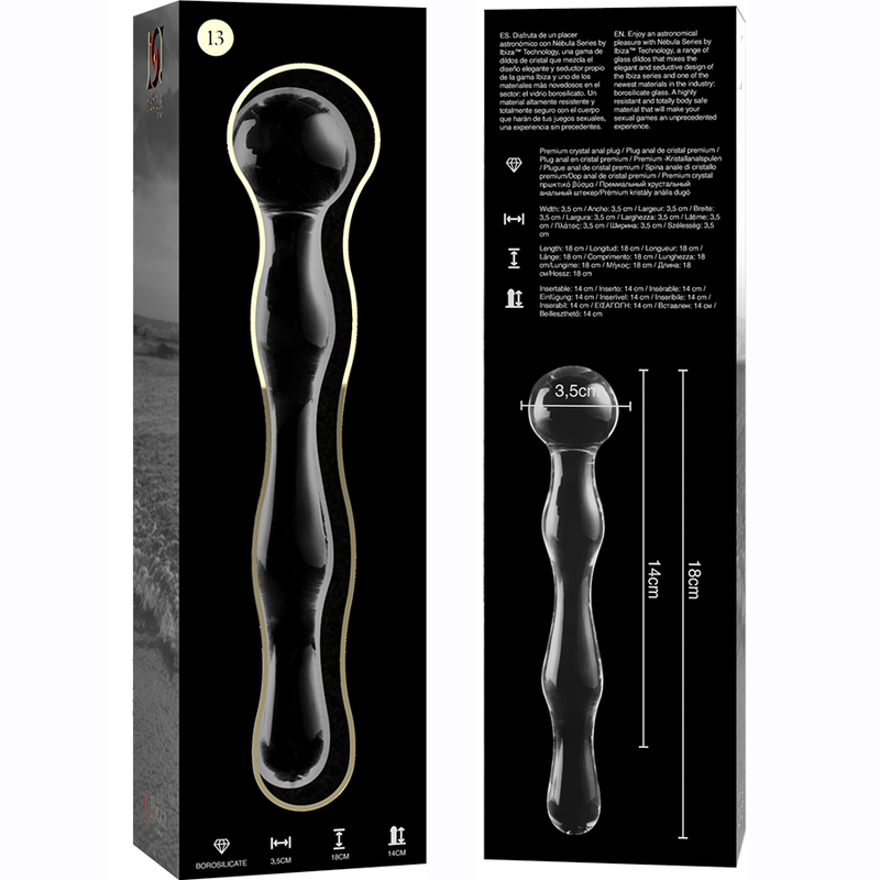 NEBULA SERIES BY IBIZA - MODELLO 13 DILDO IN VETRO BOROSILICATO TRASPARENTE 18 CM -O- 3.5 CM – Falli senza vibrazioni – foto 6