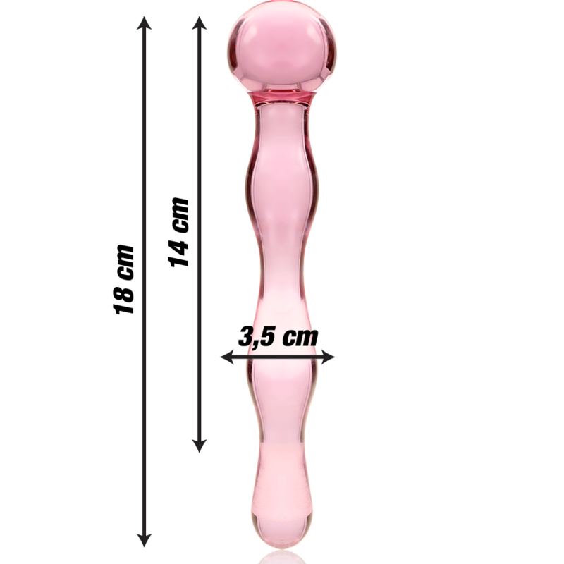 NEBULA SERIES BY IBIZA - MODELLO 13 DILDO IN VETRO BOROSILICATO ROSA 18 CM -O- 3.5 CM – Falli senza vibrazioni – foto 3