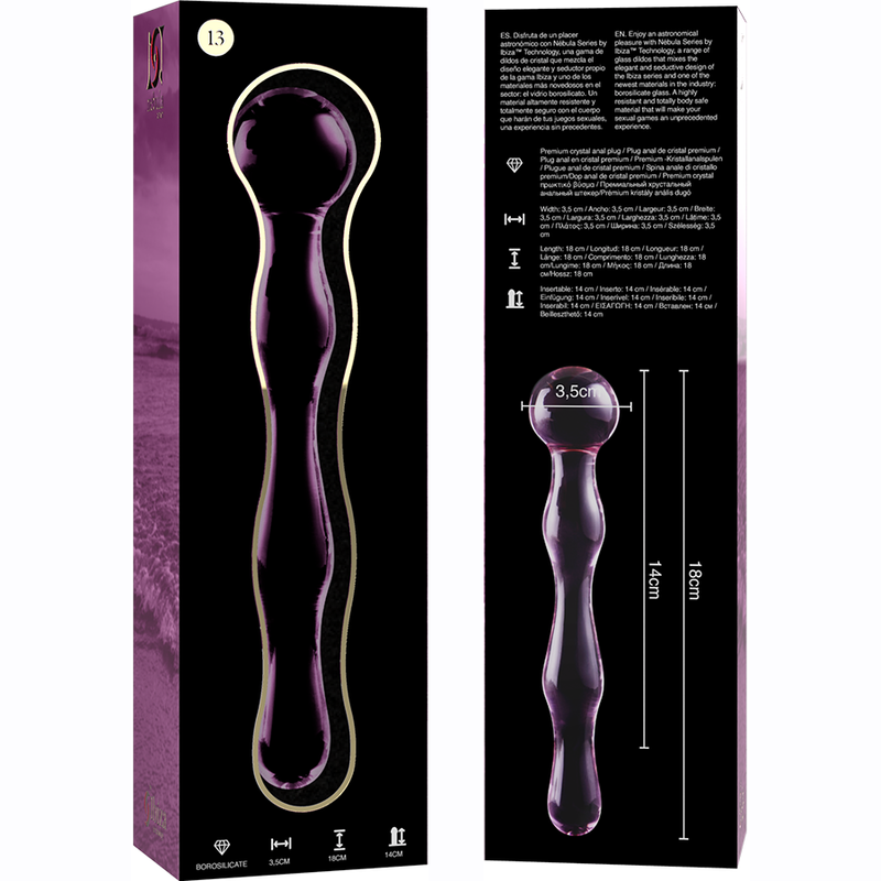 NEBULA SERIES BY IBIZA - MODELLO 13 DILDO IN VETRO BOROSILICATO ROSA 18 CM -O- 3.5 CM – Falli senza vibrazioni – foto 6