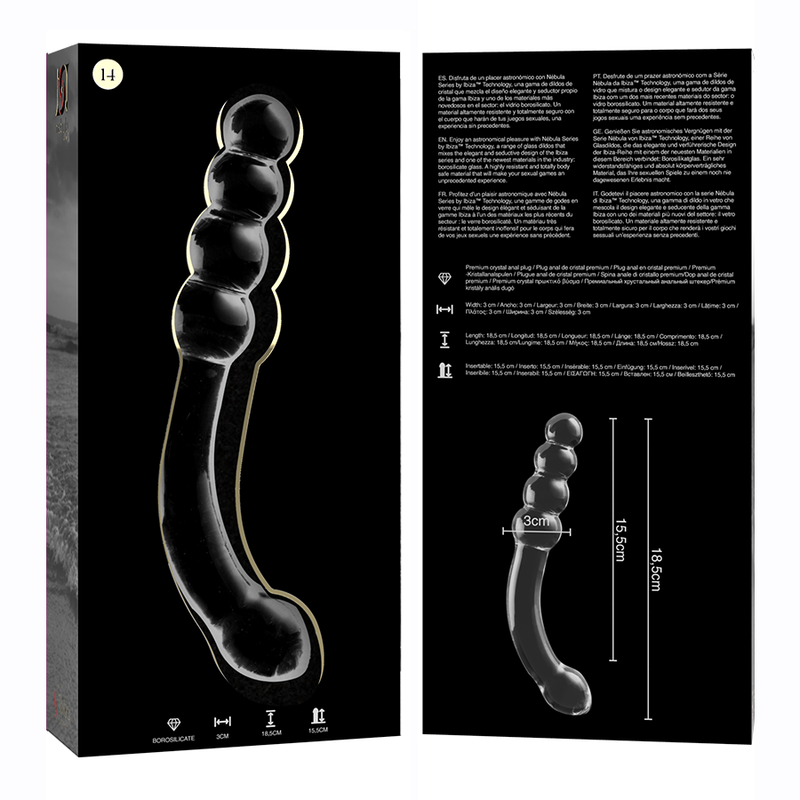 NEBULA SERIES BY IBIZA - MODELLO 14 DILDO IN VETRO BOROSILICATO TRASPARENTE 18.5 CM -O- 3 CM – Falli senza vibrazioni – foto 6