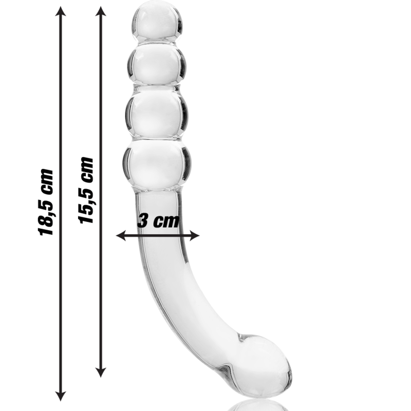 NEBULA SERIES BY IBIZA - MODELLO 14 DILDO IN VETRO BOROSILICATO TRASPARENTE 18.5 CM -O- 3 CM – Falli senza vibrazioni – foto 3