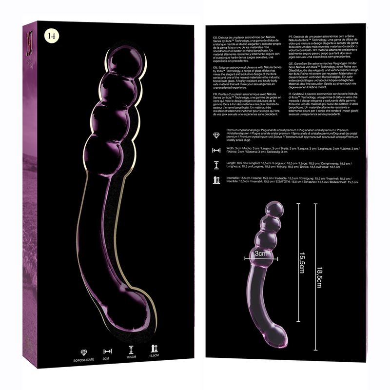 NEBULA SERIES BY IBIZA - MODELLO 14 DILDO IN VETRO BOROSILICATO ROSA 18.5 CM -O- 3 CM – Falli senza vibrazioni – foto 6