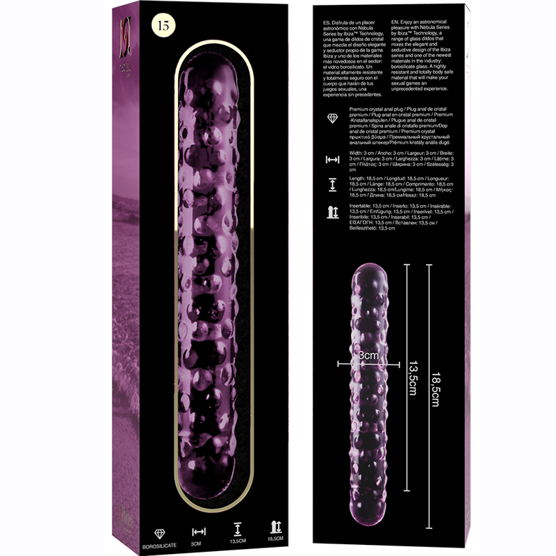 NEBULA SERIES BY IBIZA - MODELLO 15 DILDO IN VETRO BOROSILICATO ROSA 18.5 CM -O- 3 CM – Falli senza vibrazioni – foto 6