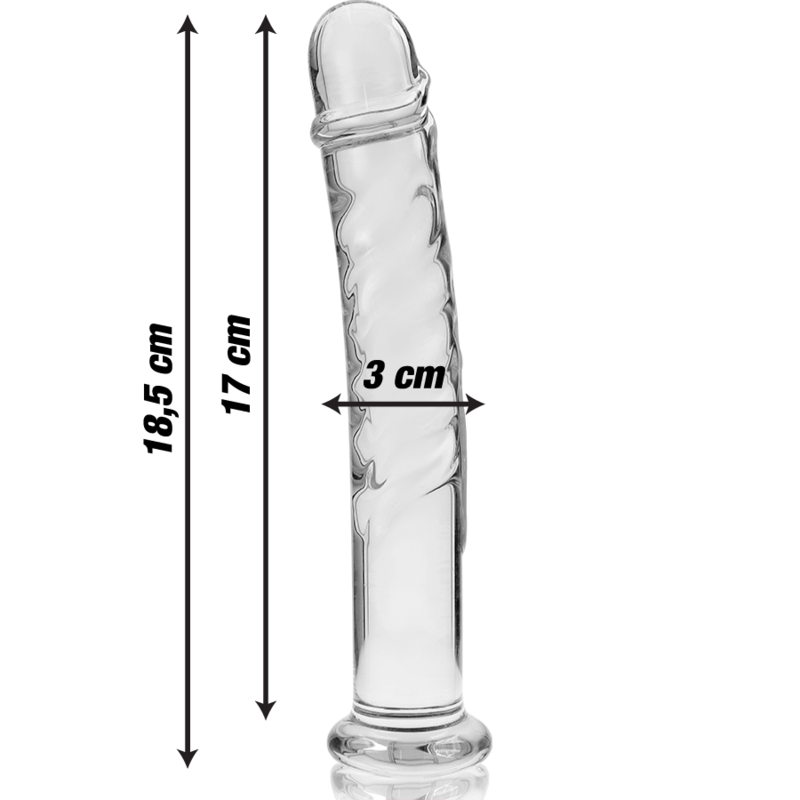 NEBULA SERIES BY IBIZA - MODELLO 16 DILDO IN VETRO BOROSILICATO TRASPARENTE 18.5 CM -O- 3 CM – Falli senza vibrazioni – foto 3