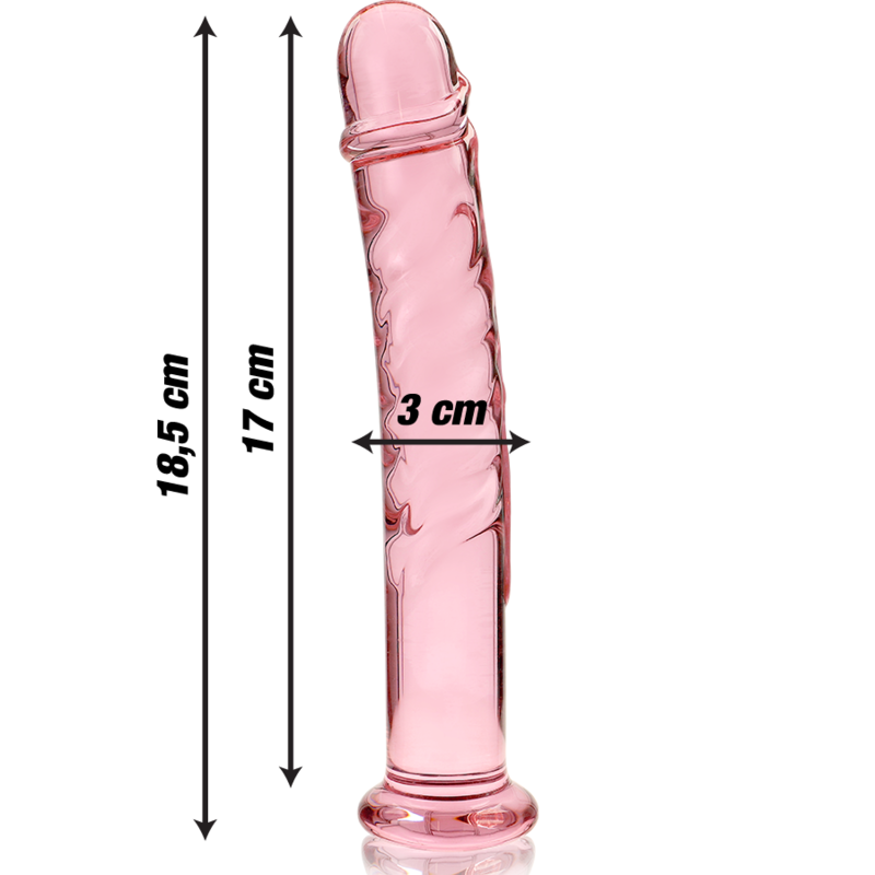 NEBULA SERIES BY IBIZA - MODELLO 16 DILDO IN VETRO BOROSILICATO ROSA 18.5 CM -O- 3 CM – Falli senza vibrazioni – foto 3