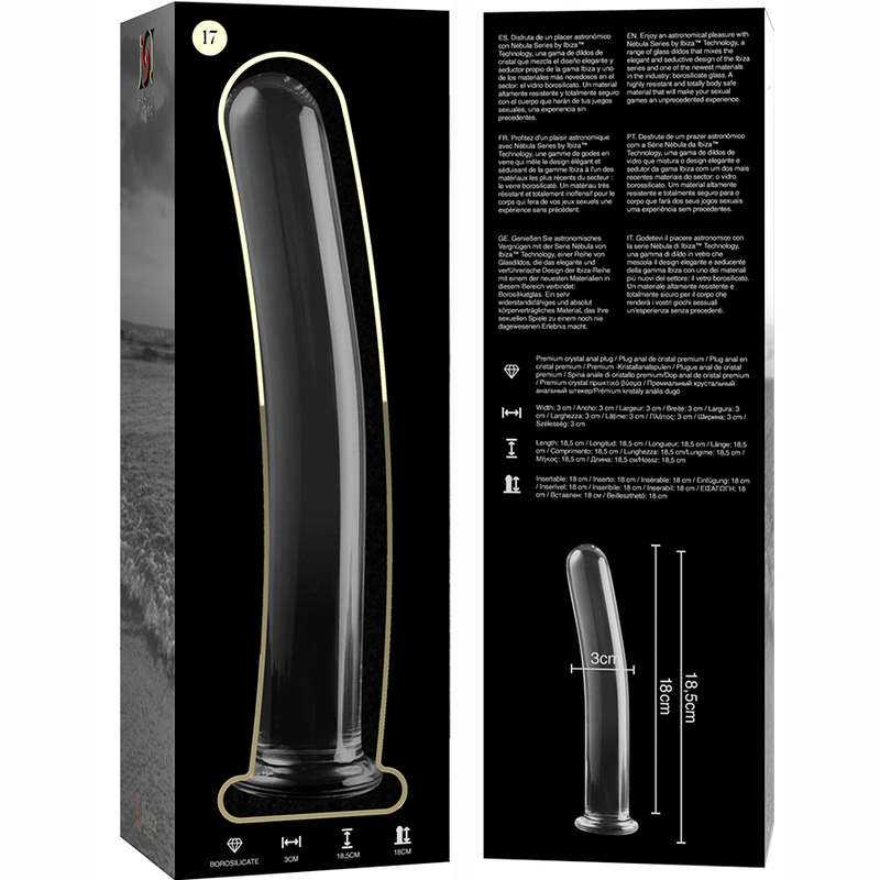 NEBULA SERIES BY IBIZA - MODELLO 17 DILDO IN VETRO BOROSILICATO TRASPARENTE 18.5 CM -O- 3 CM – Falli senza vibrazioni – foto 6