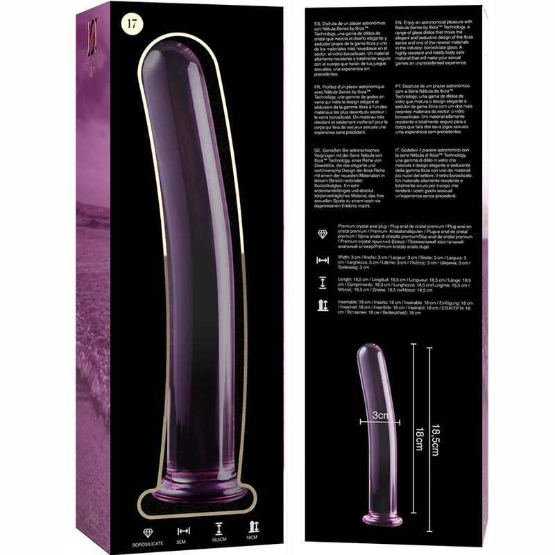 NEBULA SERIES BY IBIZA - MODELLO 17 DILDO IN VETRO BOROSILICATO ROSA 18.5 CM -O- 3 CM – Falli senza vibrazioni – foto 6