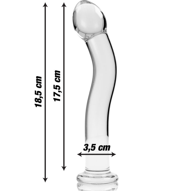 NEBULA SERIES BY IBIZA - MODELLO 18 DILDO IN VETRO BOROSILICATO TRASPARENTE 18.5 CM -O- 3.5 CM – Falli senza vibrazioni – foto 3