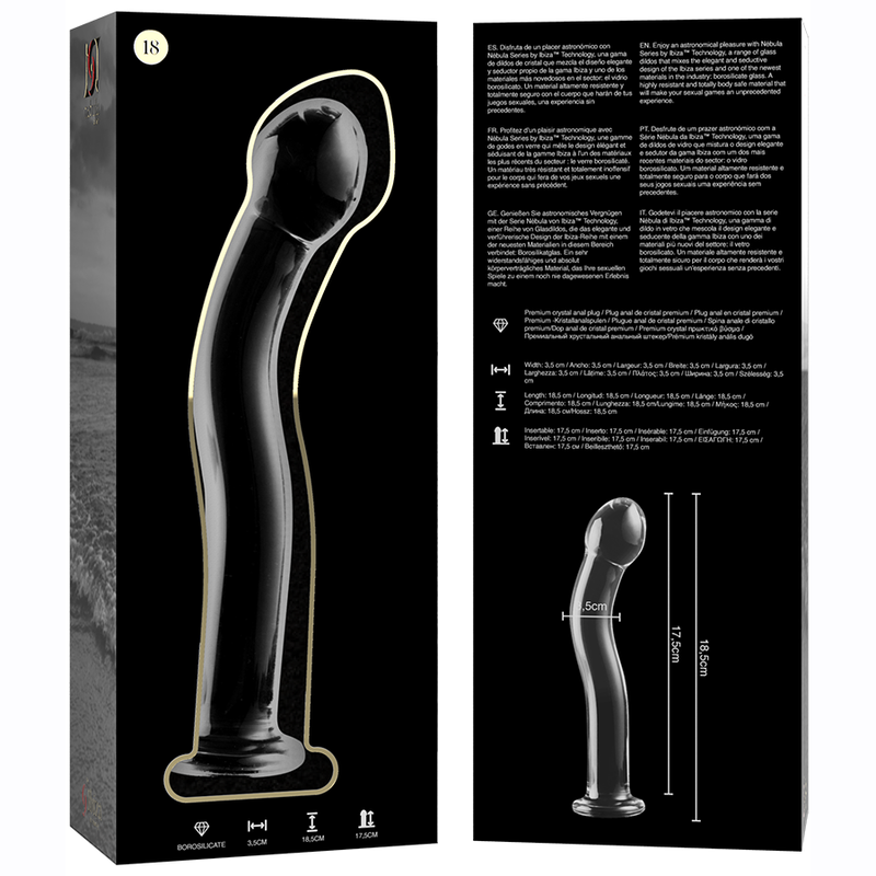 NEBULA SERIES BY IBIZA - MODELLO 18 DILDO IN VETRO BOROSILICATO TRASPARENTE 18.5 CM -O- 3.5 CM – Falli senza vibrazioni – foto 6