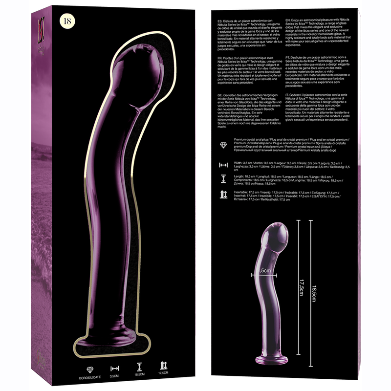NEBULA SERIES BY IBIZA - MODELLO 18 DILDO IN VETRO BOROSILICATO ROSA 18.5 CM -O- 3.5 CM – Falli senza vibrazioni – foto 6