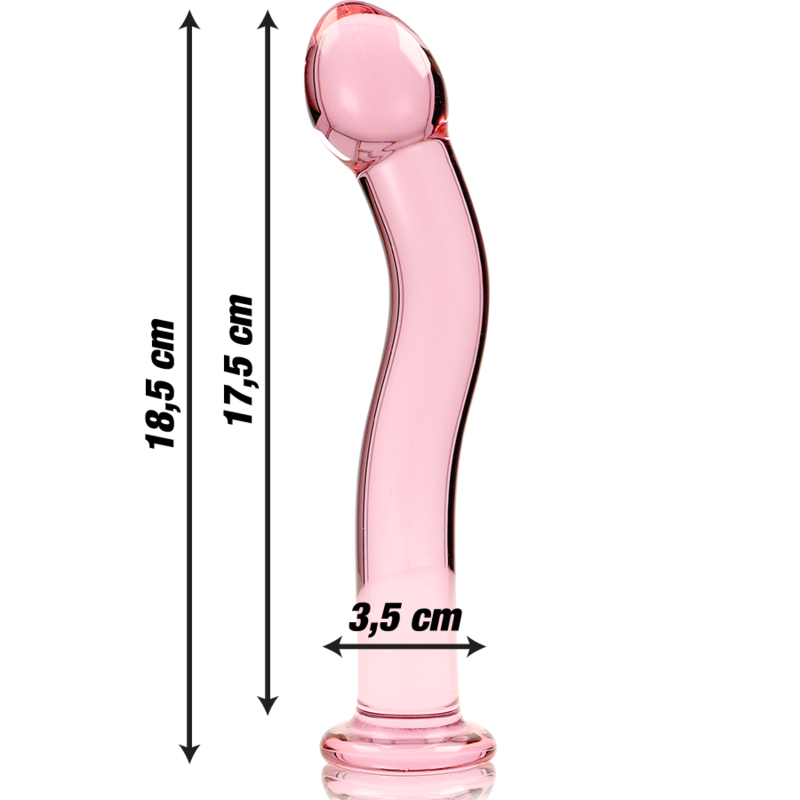 NEBULA SERIES BY IBIZA - MODELLO 18 DILDO IN VETRO BOROSILICATO ROSA 18.5 CM -O- 3.5 CM – Falli senza vibrazioni – foto 3