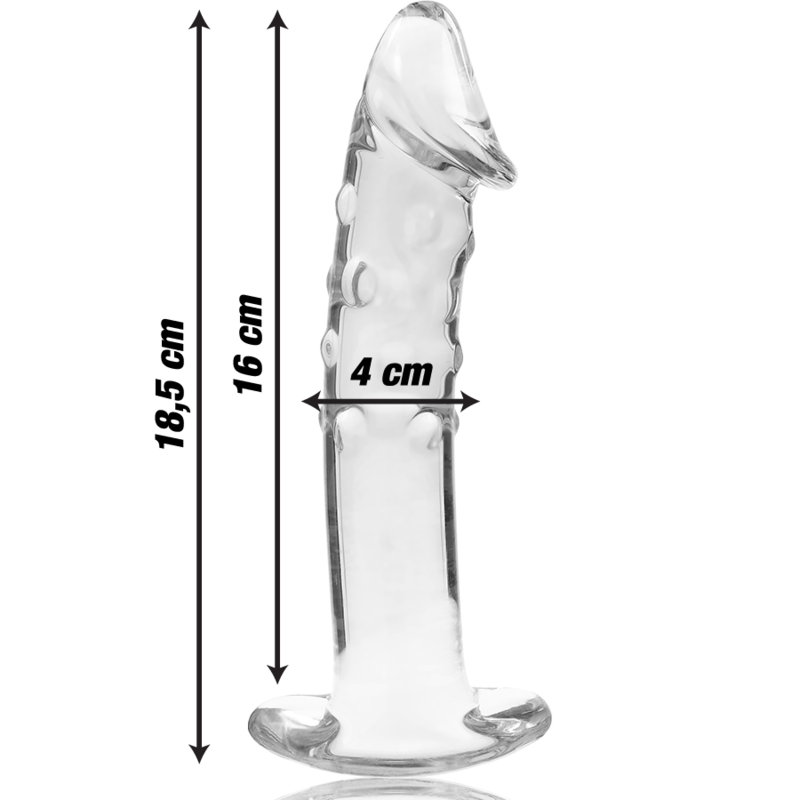 NEBULA SERIES BY IBIZA - MODELLO 19 DILDO IN VETRO BOROSILICATO TRASPARENTE 18.5 CM -O- 4 CM – Falli senza vibrazioni – foto 3