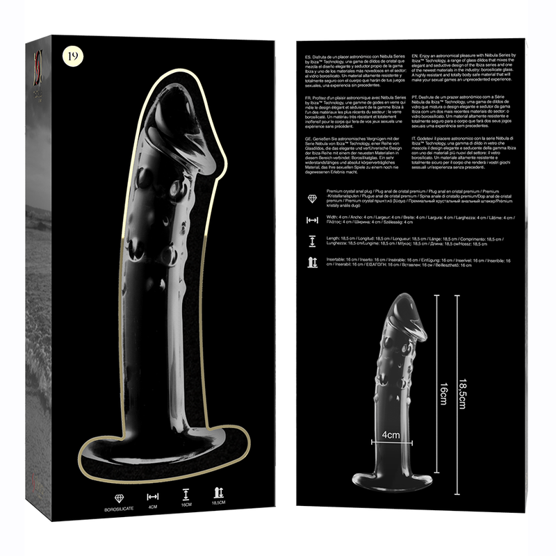 NEBULA SERIES BY IBIZA - MODELLO 19 DILDO IN VETRO BOROSILICATO TRASPARENTE 18.5 CM -O- 4 CM – Falli senza vibrazioni – foto 6