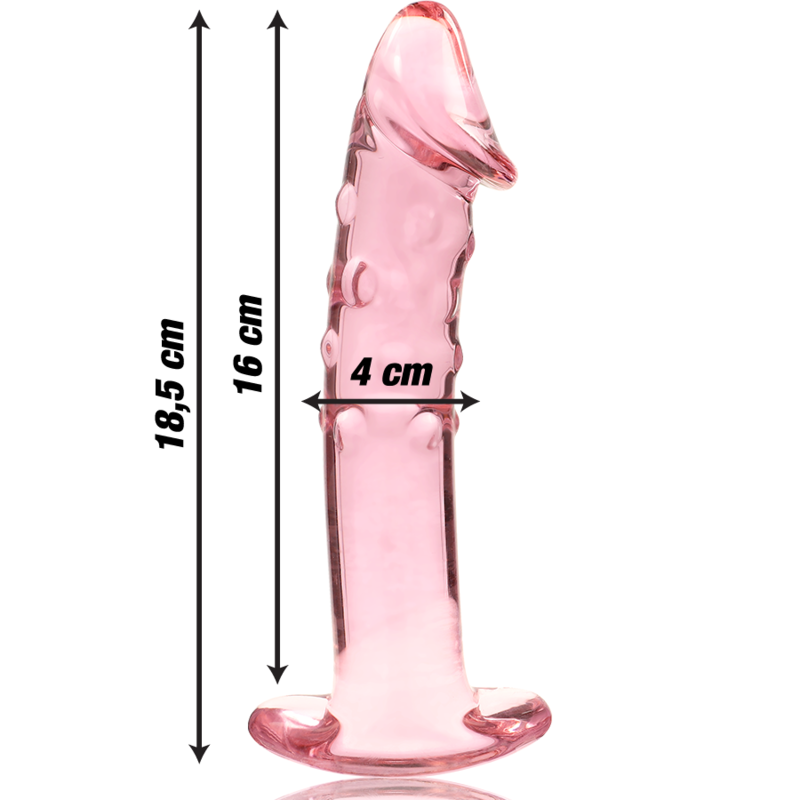 NEBULA SERIES BY IBIZA - MODELLO 19 DILDO IN VETRO BOROSILICATO ROSA 18.5 CM -O- 4 CM – Falli senza vibrazioni – foto 3