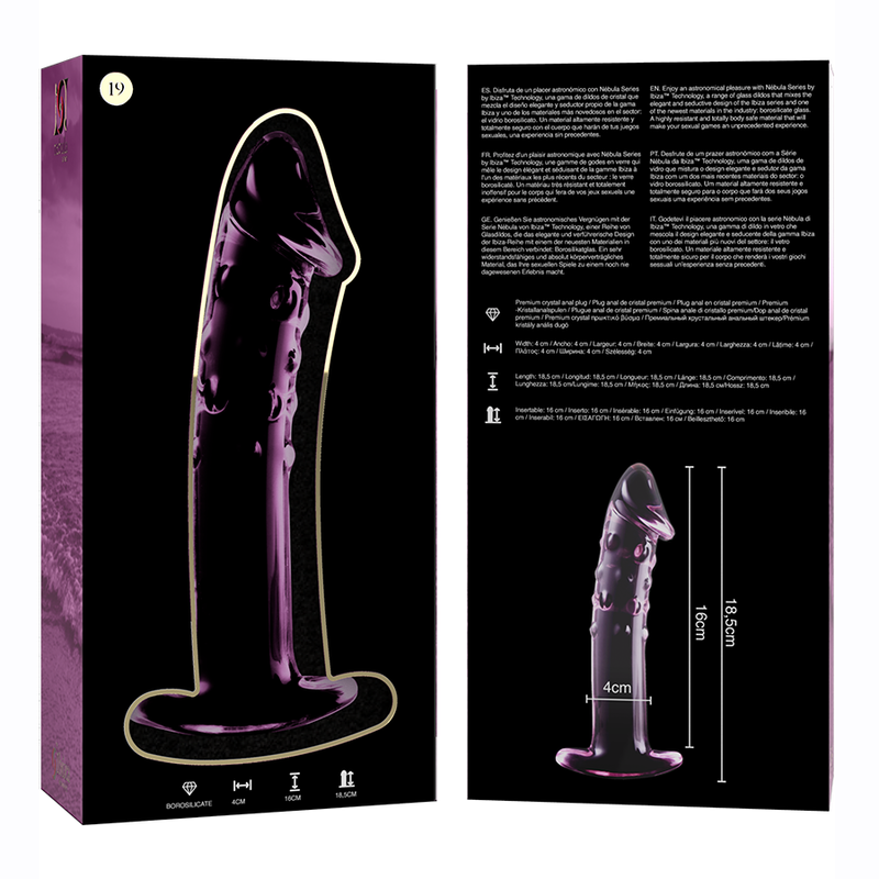 NEBULA SERIES BY IBIZA - MODELLO 19 DILDO IN VETRO BOROSILICATO ROSA 18.5 CM -O- 4 CM – Falli senza vibrazioni – foto 6