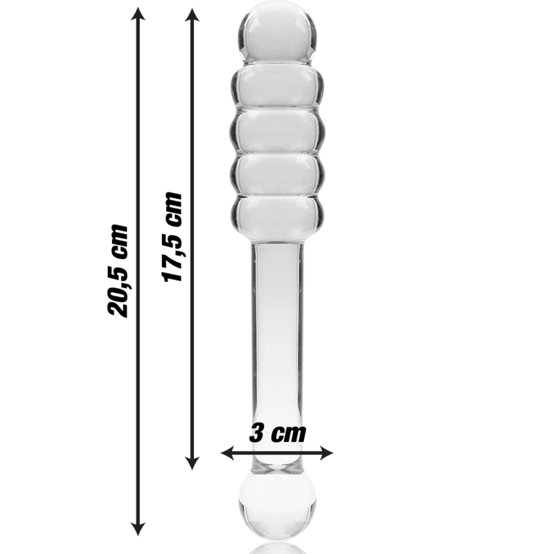 NEBULA SERIES BY IBIZA - MODELLO 20 DILDO IN VETRO BOROSILICATO TRASPARENTE 20.5 CM -O- 3 CM – Falli senza vibrazioni – foto 3
