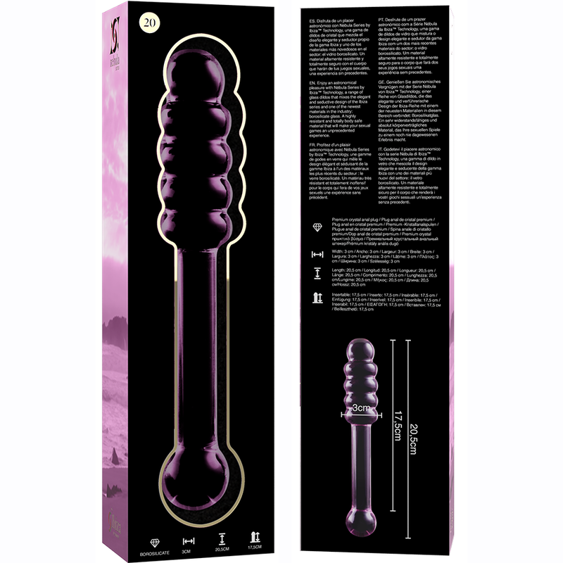 NEBULA SERIES BY IBIZA - MODELLO 20 DILDO IN VETRO BOROSILICATO ROSA 20.5 CM -O- 3 CM – Falli senza vibrazioni – foto 6