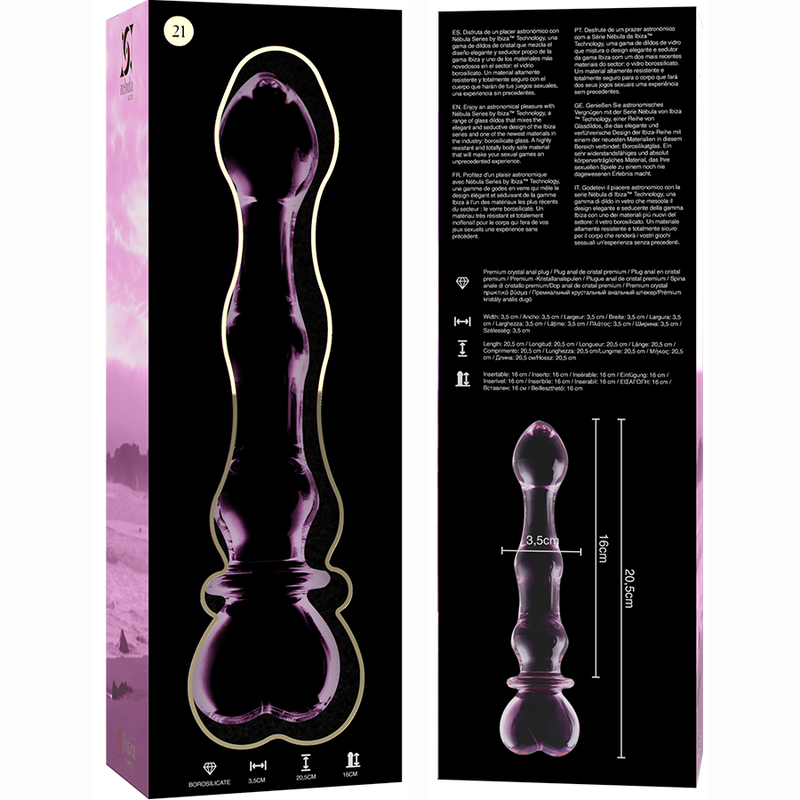 NEBULA SERIES BY IBIZA - MODELLO 21 DILDO IN VETRO BOROSILICATO ROSA 20.5 CM -O- 3.5 CM – Falli senza vibrazioni – foto 6