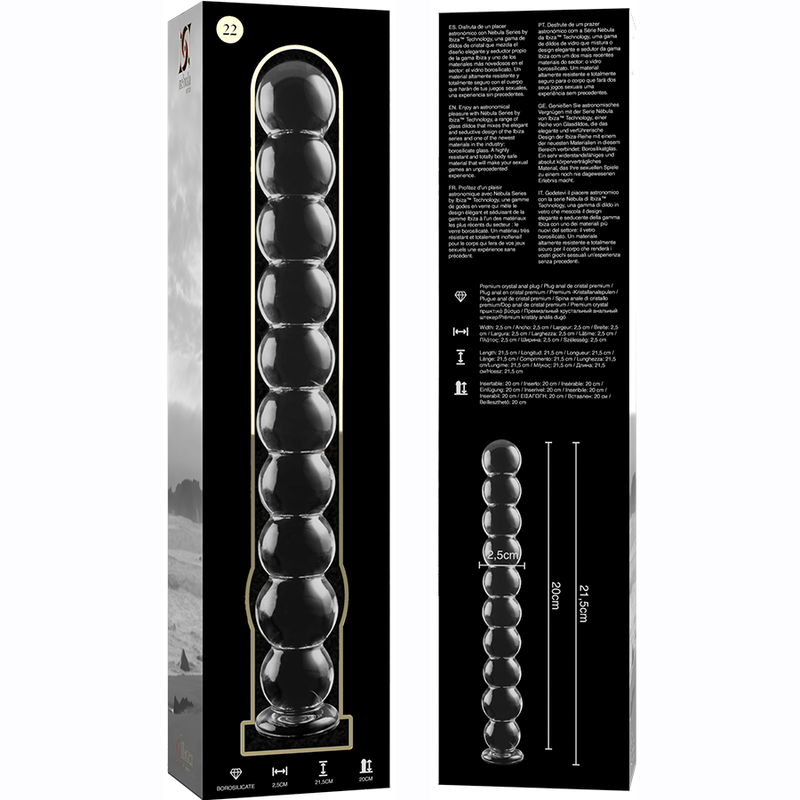 NEBULA SERIES BY IBIZA - MODELLO 22 DILDO IN VETRO BOROSILICATO TRASPARENTE 21.5 CM -O- 2.5 CM – Falli senza vibrazioni – foto 7