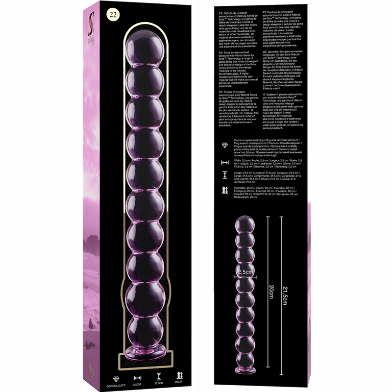 NEBULA SERIES BY IBIZA - MODELLO 22 DILDO IN VETRO BOROSILICATO ROSA 21.5 CM -O- 2.5 CM – Falli senza vibrazioni – foto 6