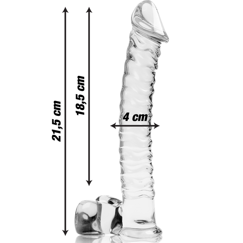 NEBULA SERIES BY IBIZA - MODELLO 23 DILDO IN VETRO BOROSILICATO TRASPARENTE 21.5 CM -O- 4 CM – Falli senza vibrazioni – foto 3